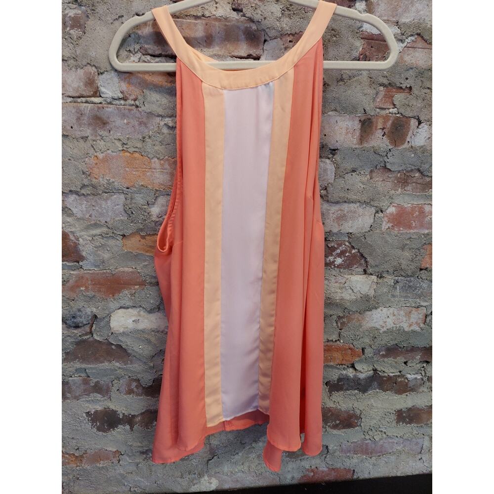 TORRID Womens Sleeveless Blouse 2X Plus Size Coral Peach Colorblock Halter